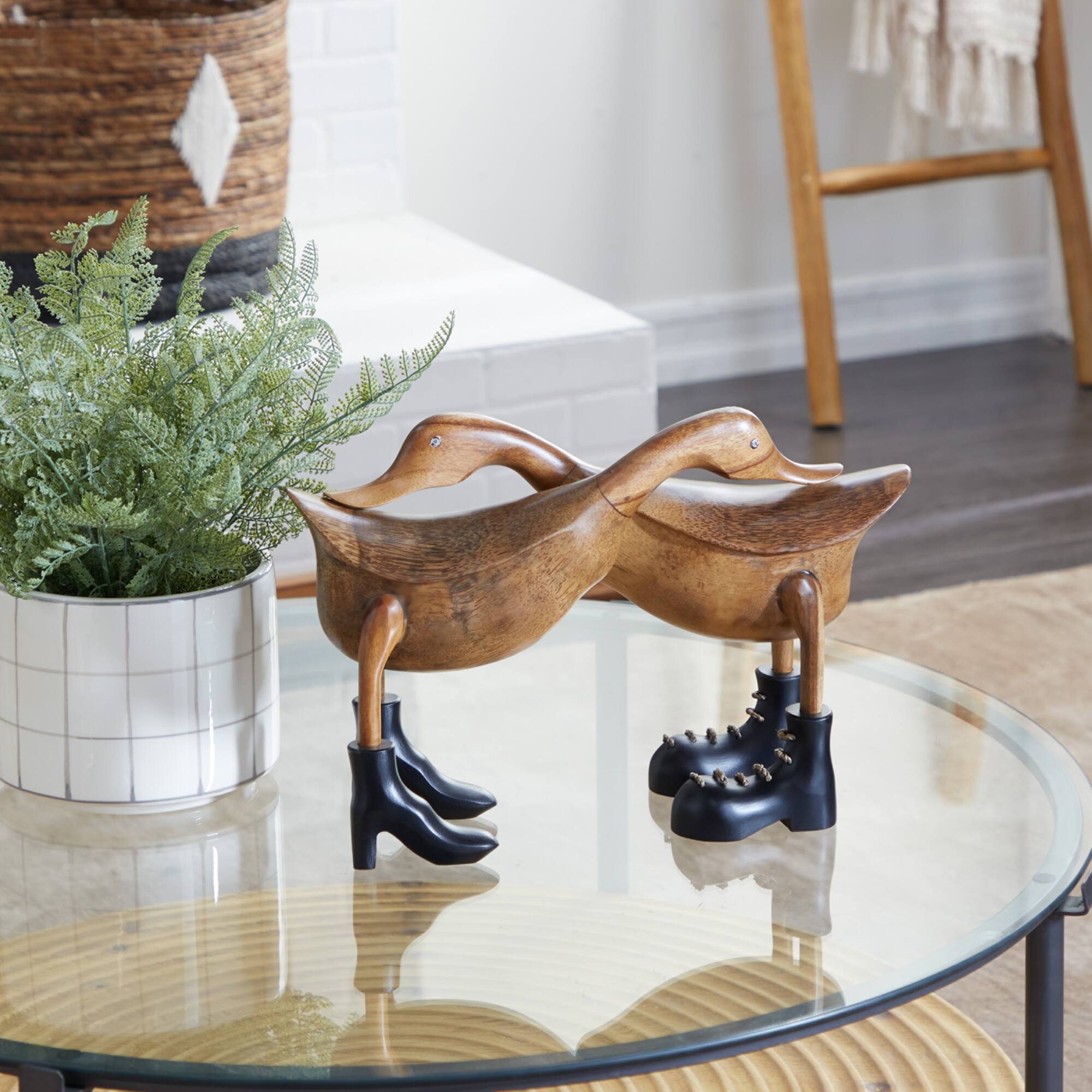 Brown Wood Farmhouse Sculpture, Duck 11" x 16" x 6"